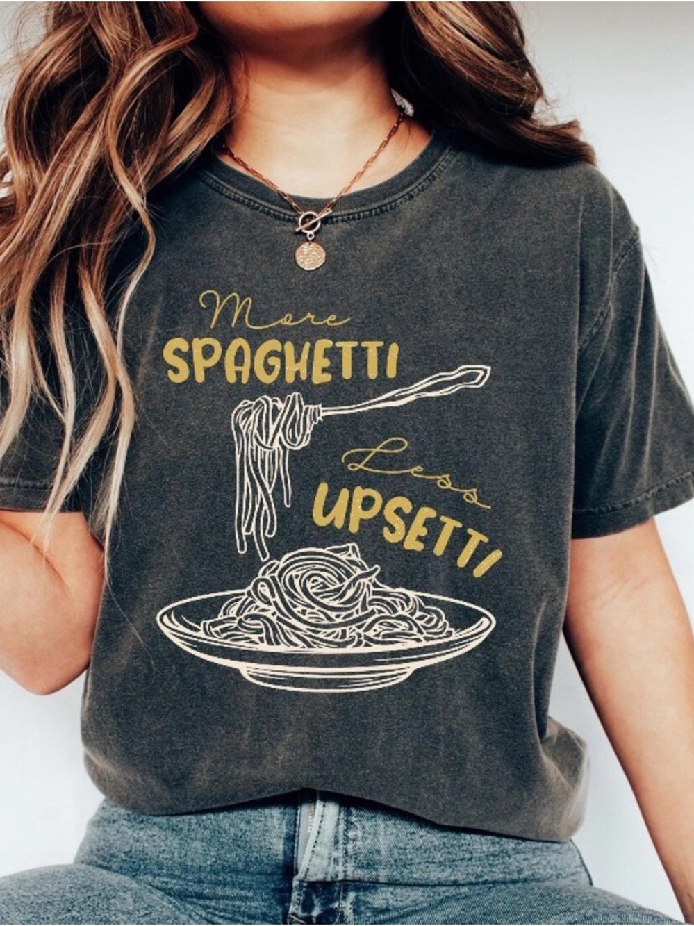 More Spaghetti Less Upsetti Graphic T-Shirt, Comfort Colors Unisex Tee